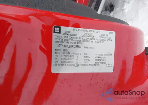 2008 GMC Sierra 2500Hd Sle2 from USA, damaged, VIN 1GTHK23698F122356